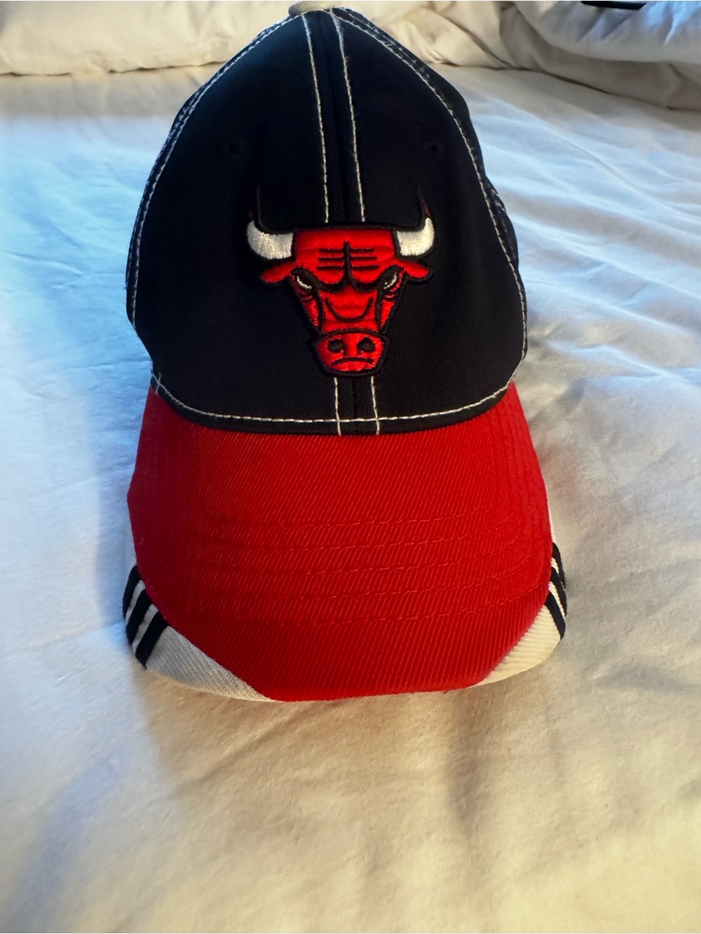 adidas Climalite Kids Black, Red & White Baseball Cap with Bull Logo